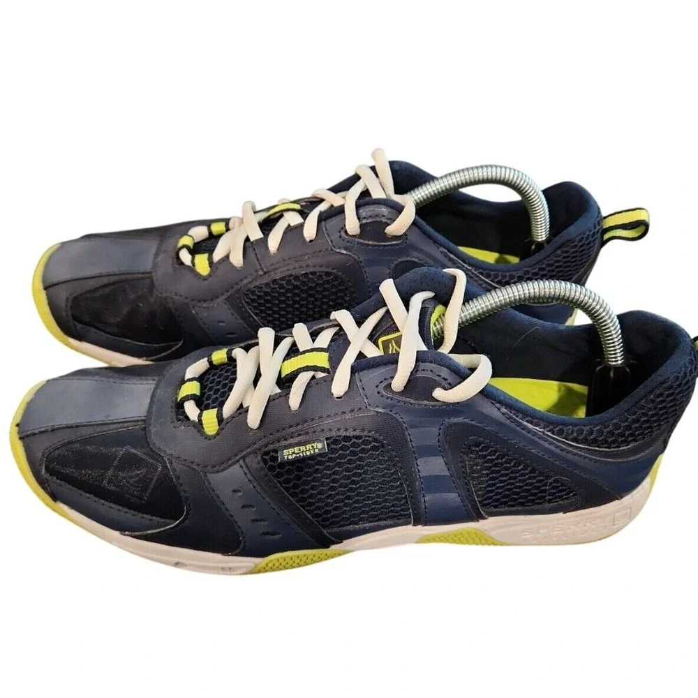 Sperry Top-Sider Mens Water Shoes Navy Blue Lime Green Mesh Sneakers Boating
